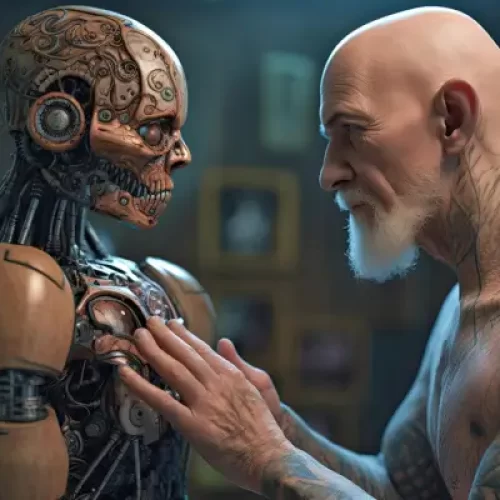 Representação visual de um artefato com consciência em narrativa fantástica