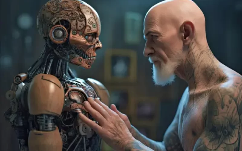 Representação visual de um artefato com consciência em narrativa fantástica
